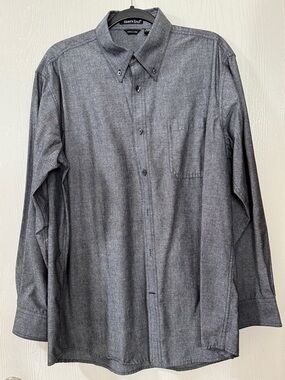 Men's Gray Button-Down Casual Shirt
